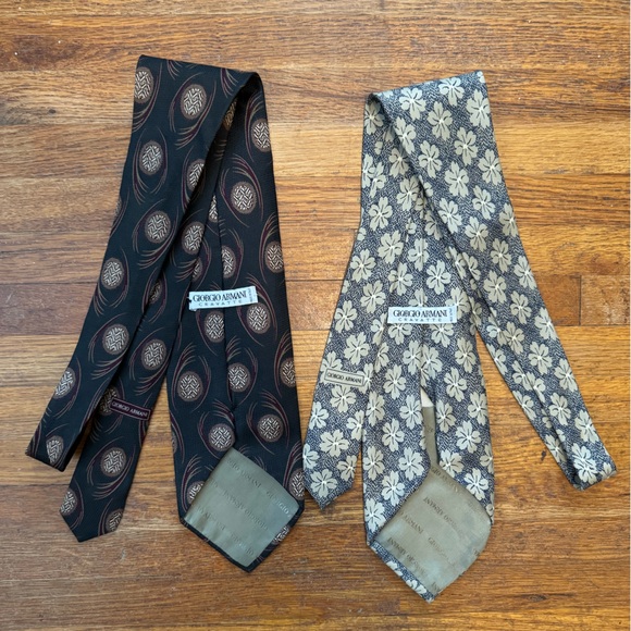 Giorgio Armani Cravatte Lot Of 2 Patterned Silk Ties - Picture 2 of 6